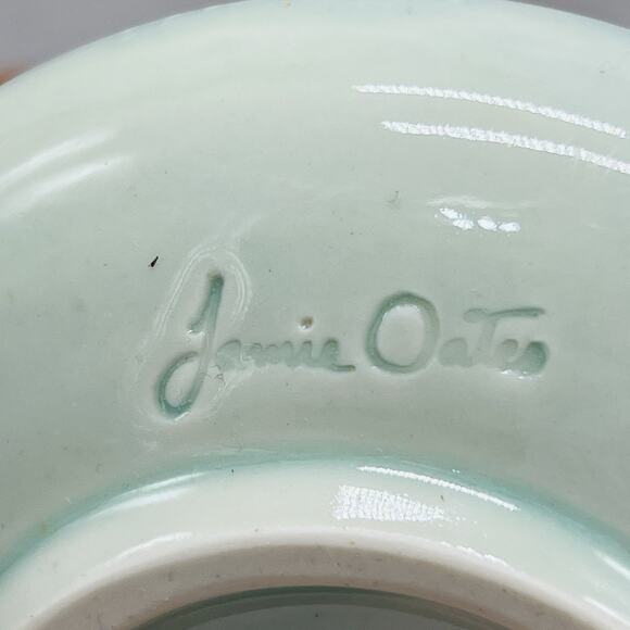 Jamie Oates Studio Pottery Ikebana Flower Frog Vase Dragonfly Celadon Artisan - Picture 6 of 12